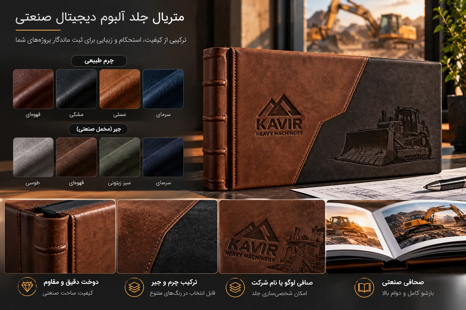 آلبوم دیجیتال صنعتی با جلد چرم و مخمل
